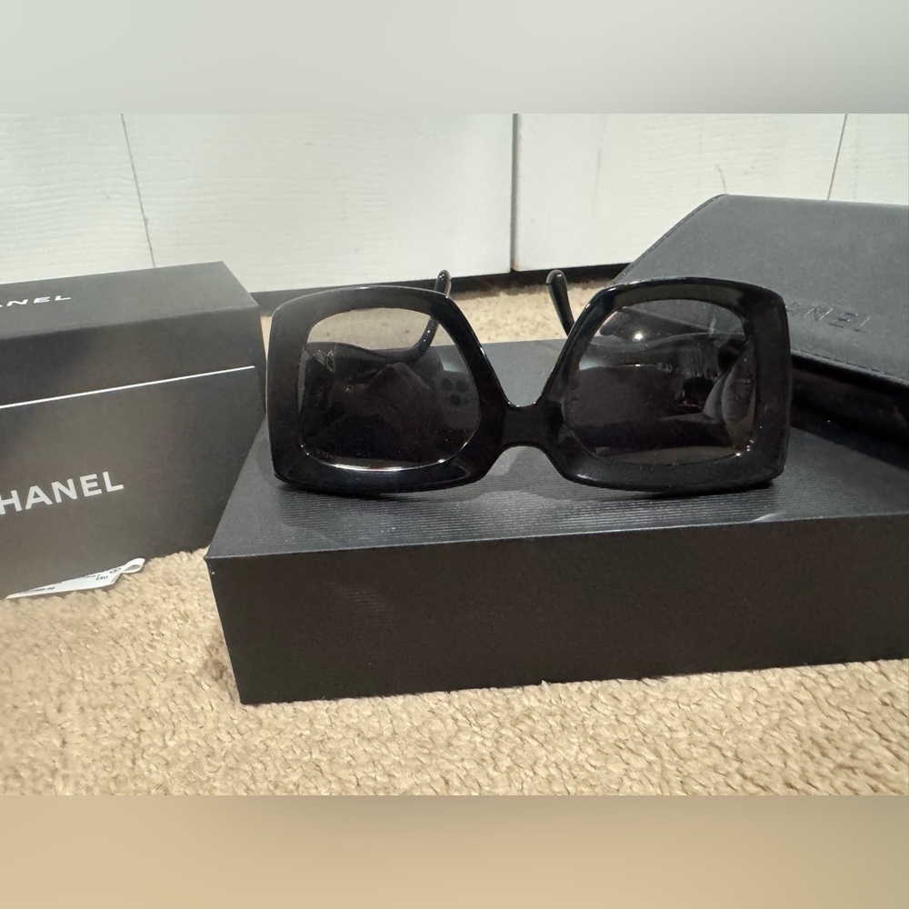 Chanel Acetate Rectangle Sunglasses - image 3